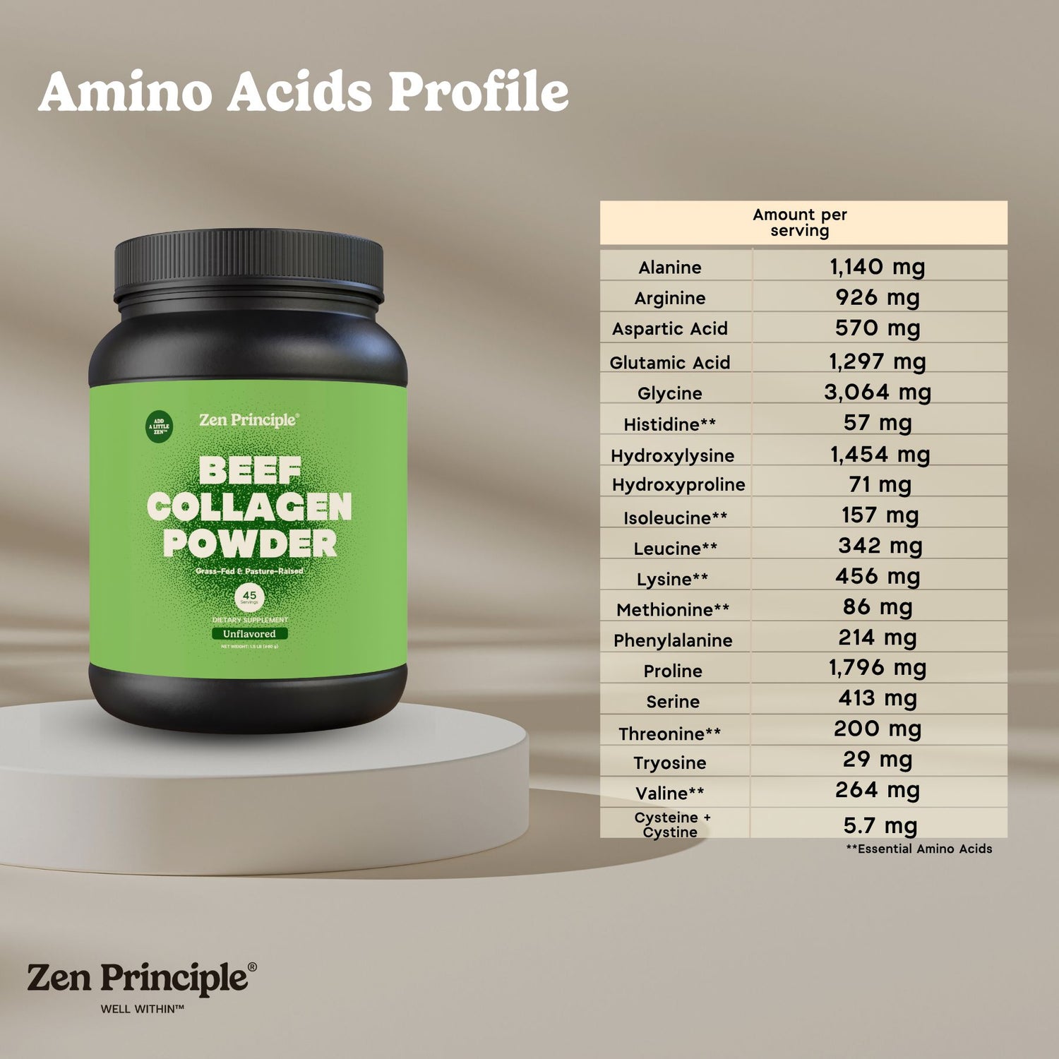 Beef Collagen Peptides Powder Zen Principle Naturals