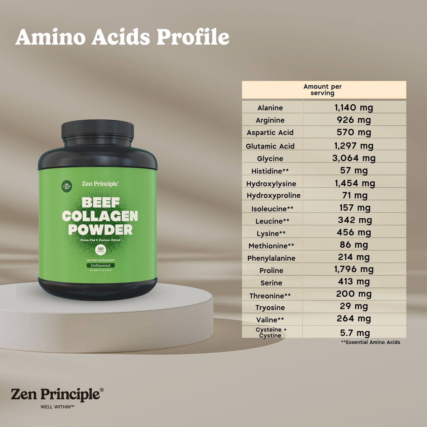 Beef Collagen Peptides Powder Zen Principle Naturals