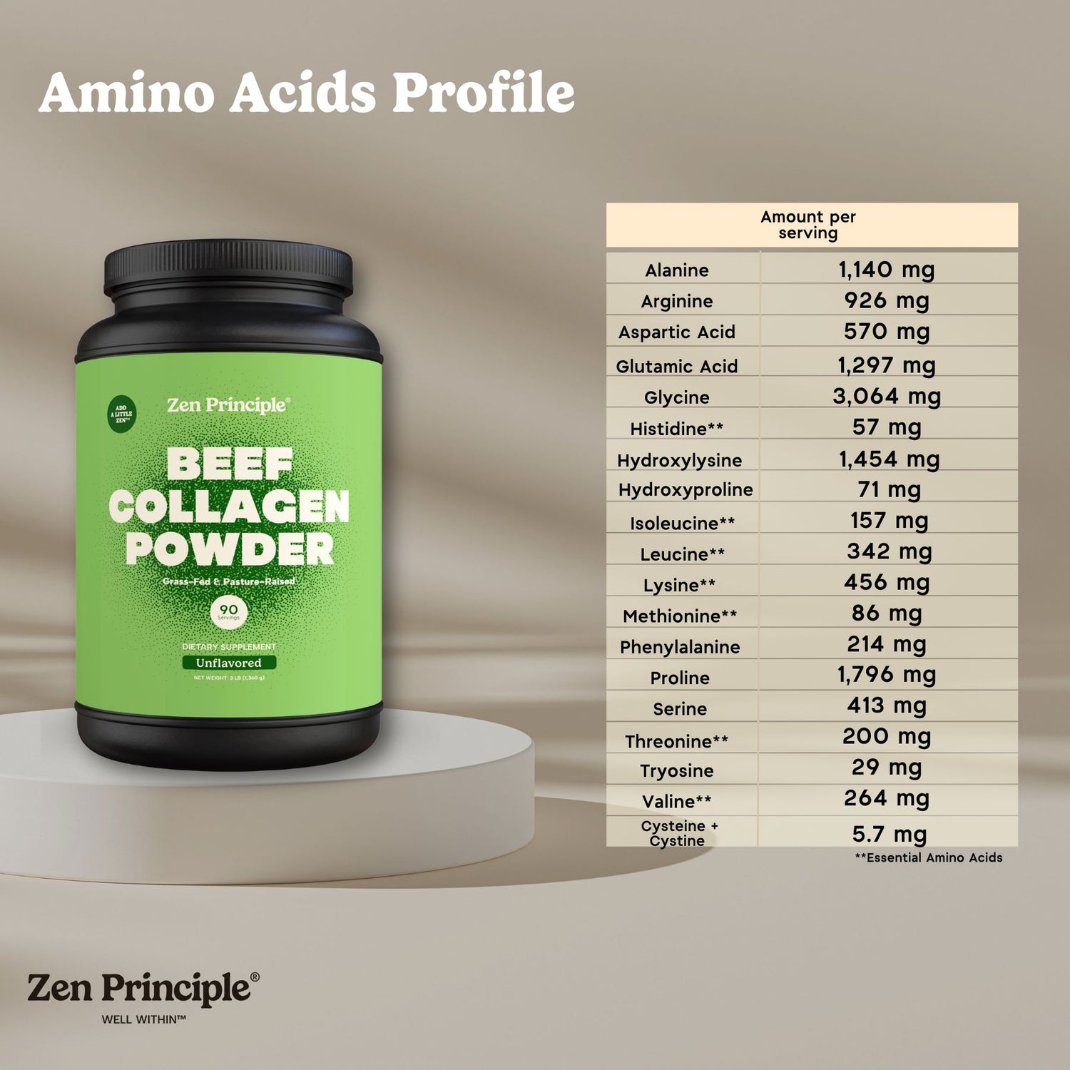 Beef Collagen Peptides Powder Zen Principle Naturals