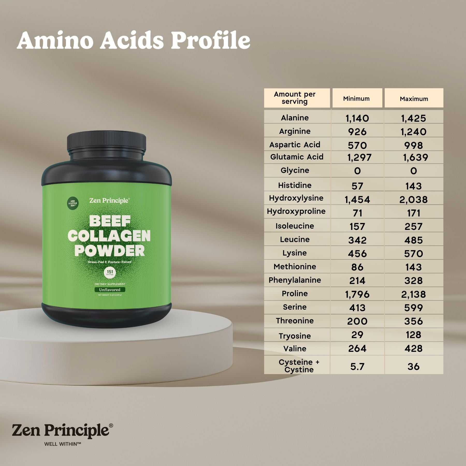 Beef Collagen Peptides Powder Zen Principle Naturals