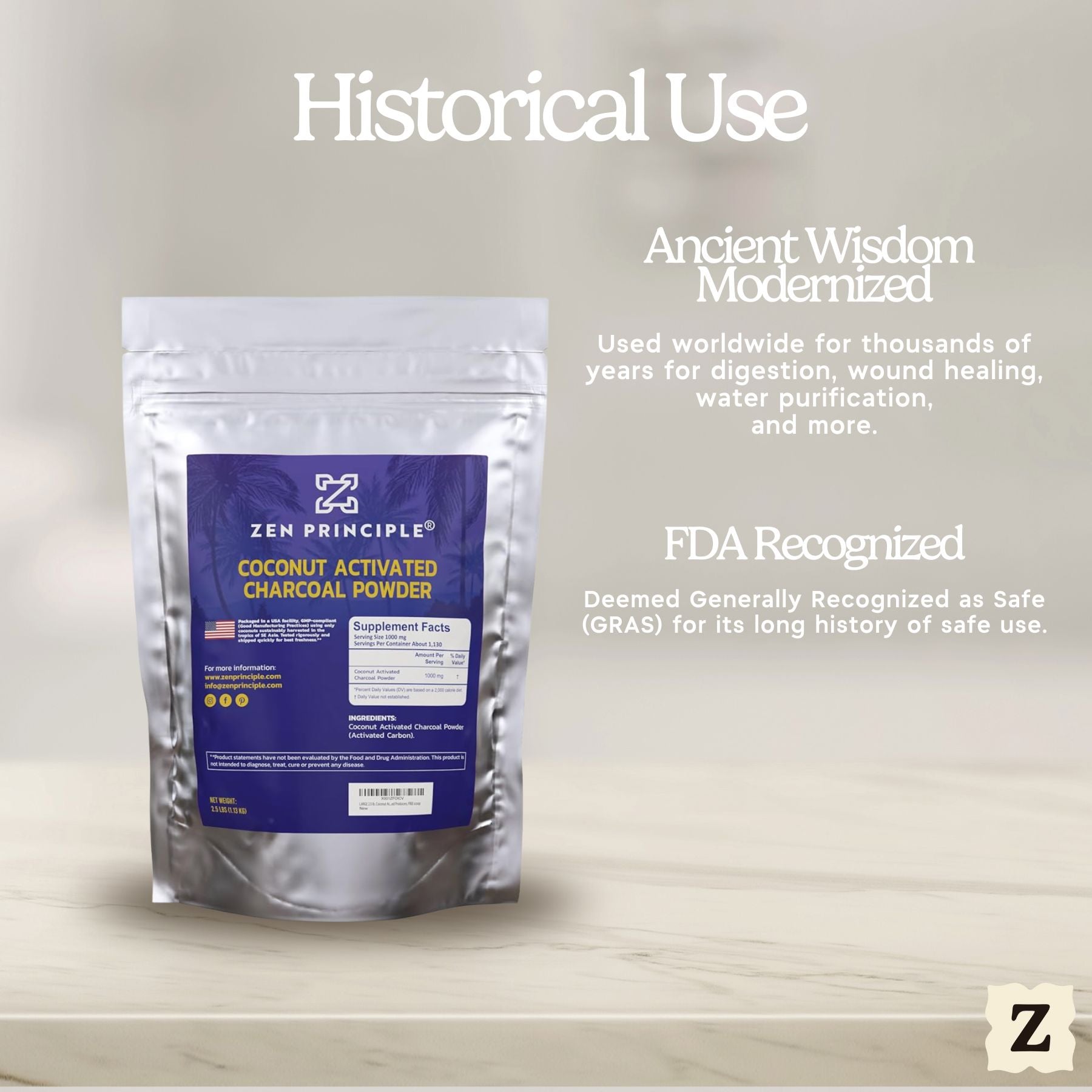 Coconut Activated Charcoal Powder Zen Principle Naturals