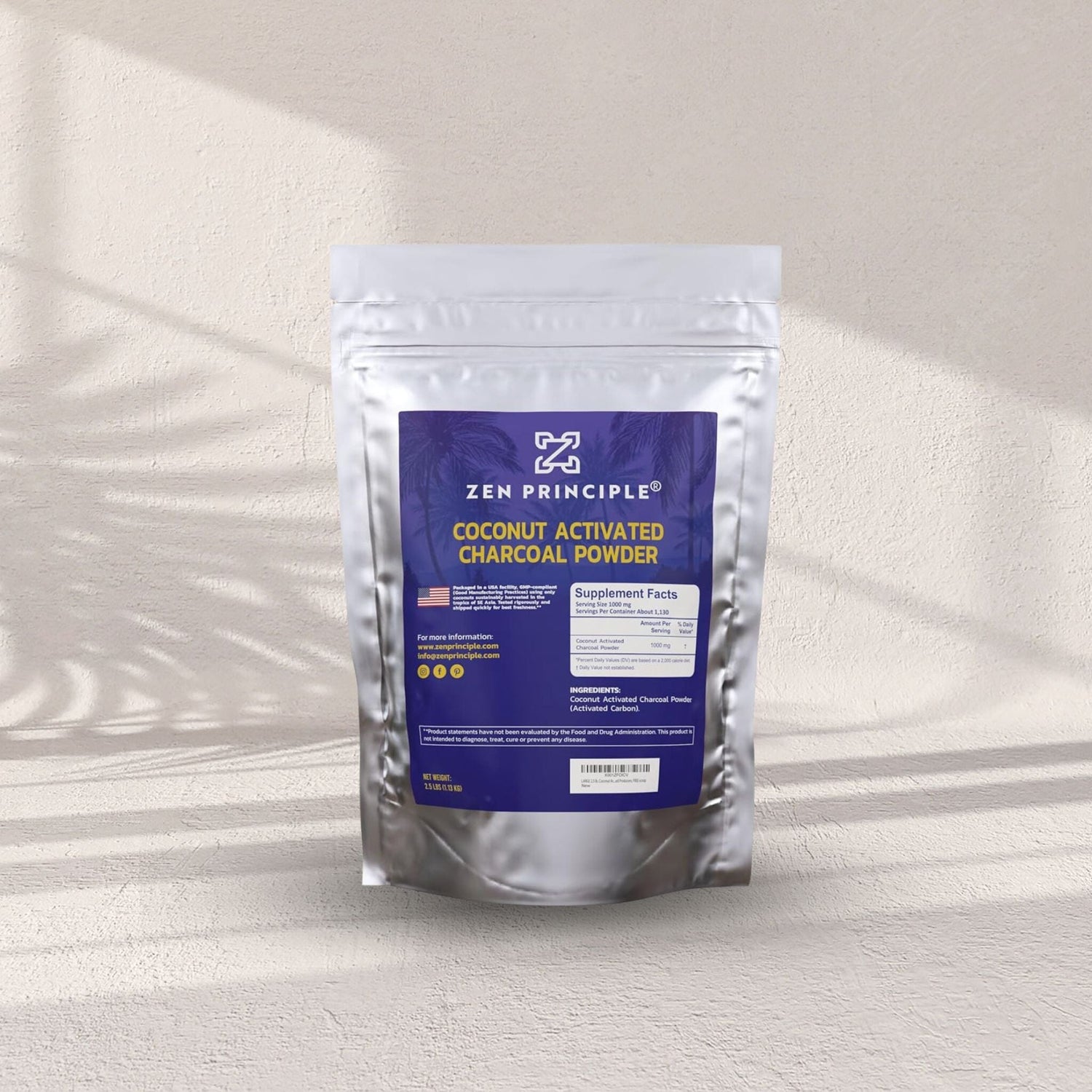 Coconut Activated Charcoal Powder Zen Principle Naturals