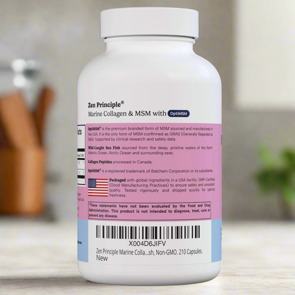 Marine Collagen Peptides Powder with OptiMSM® Supplement Capsules Zen Principle Naturals