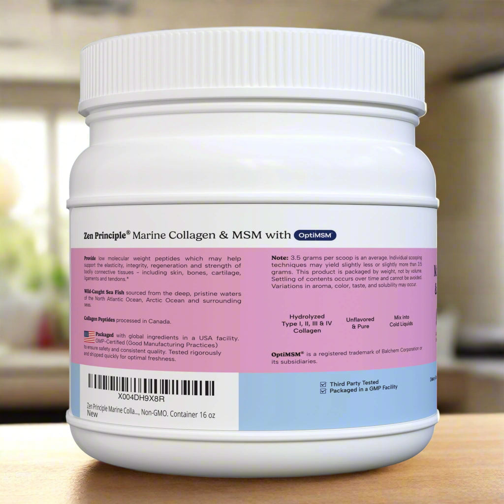 Marine Collagen Peptides Powder with OptiMSM® Supplement Zen Principle Naturals