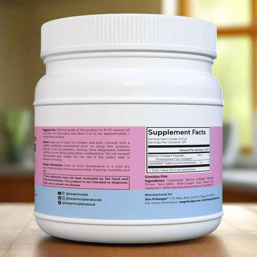 Marine Collagen Peptides Powder with OptiMSM® Supplement Zen Principle Naturals