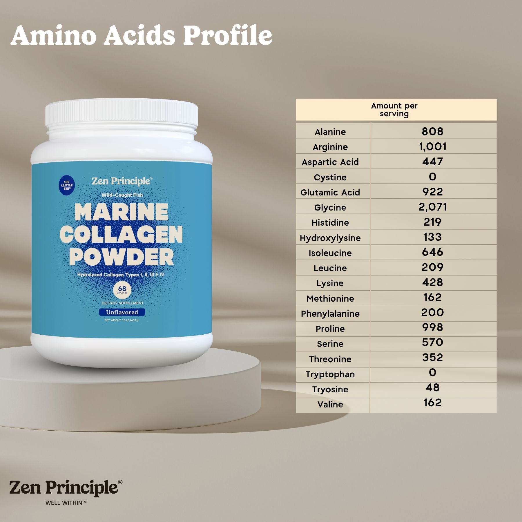 Marine Collagen Peptides Powder Zen Principle Naturals