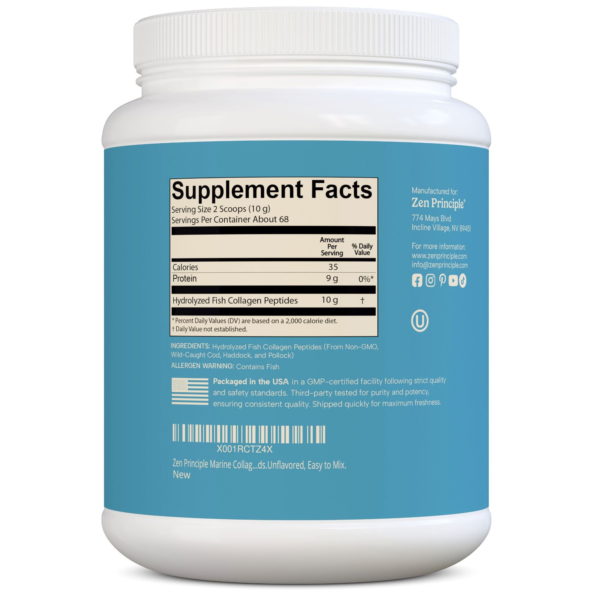 Marine Collagen Peptides Powder Zen Principle Naturals