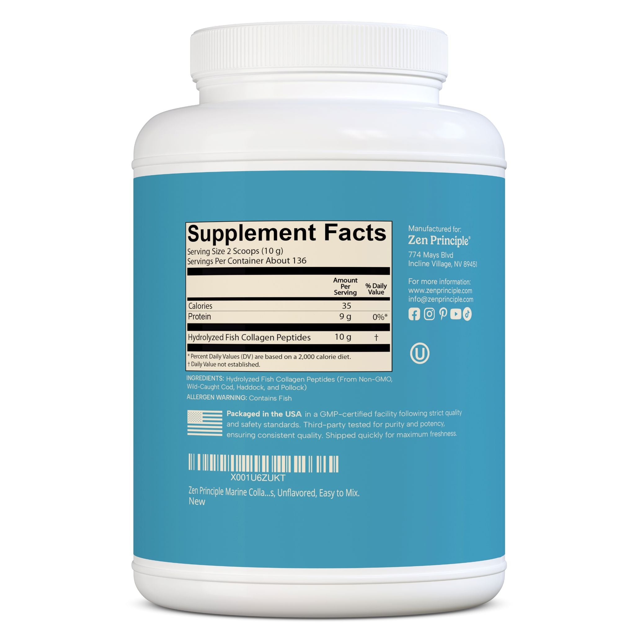 Marine Collagen Peptides Powder Zen Principle Naturals
