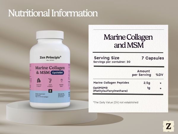 Marine Collagen with OptiMSM® - Capsules Zen Principle Naturals