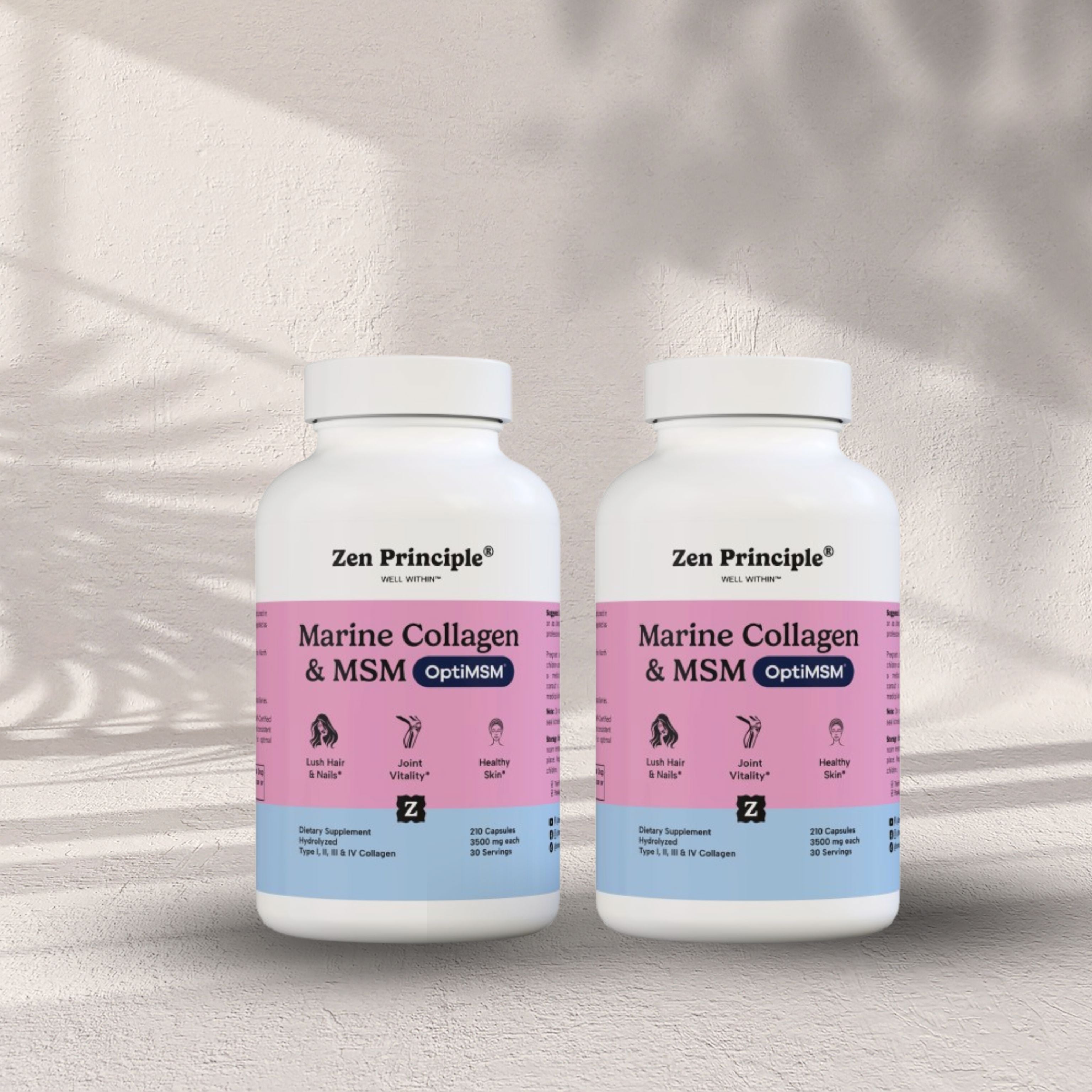 Marine Collagen with OptiMSM® - Capsules Zen Principle Naturals 2 Bottles