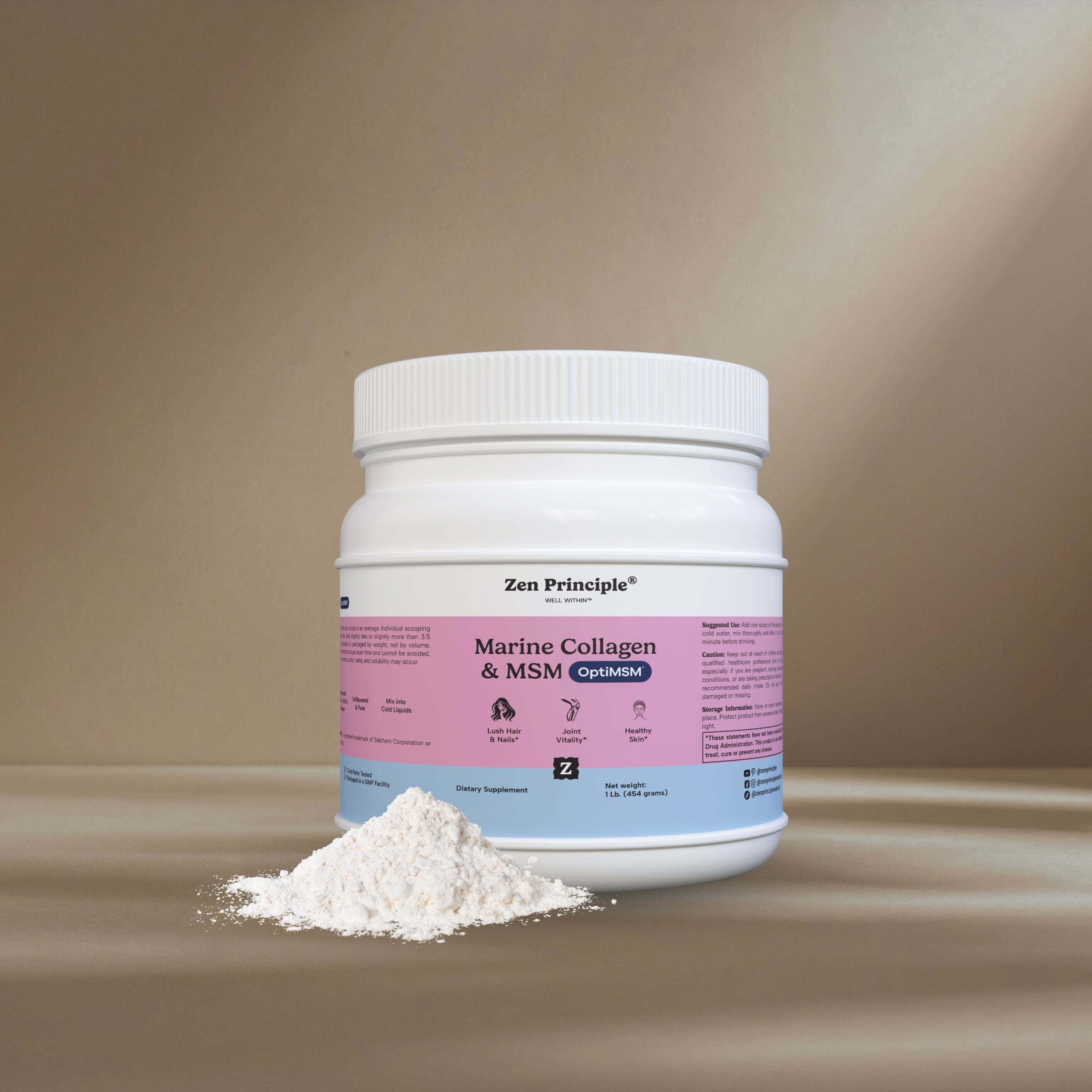 Marine Collagen with OptiMSM® - Powder Zen Principle Naturals 1 LB