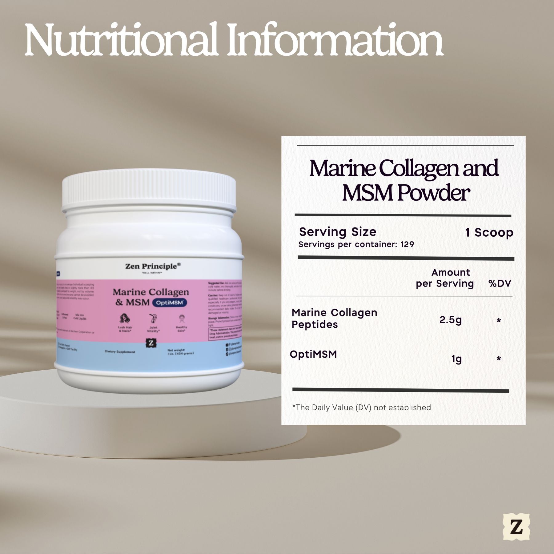 Marine Collagen with OptiMSM® - Powder Zen Principle Naturals