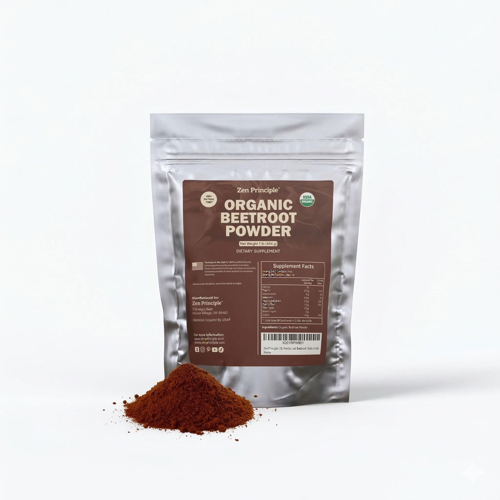 Organic Beetroot Powder Zen Principle Naturals 1 lb