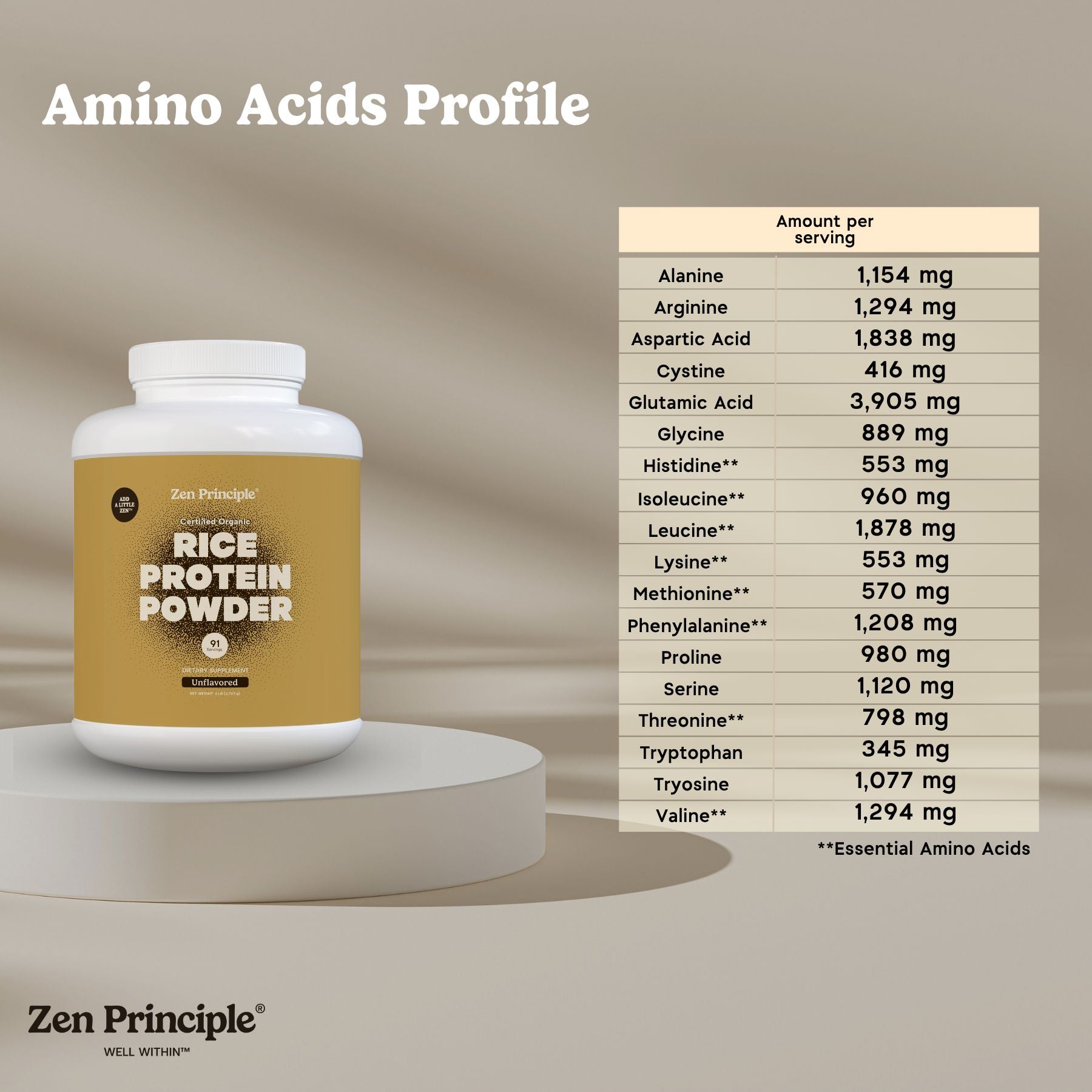 Organic Brown Rice Protein Powder Zen Principle Naturals