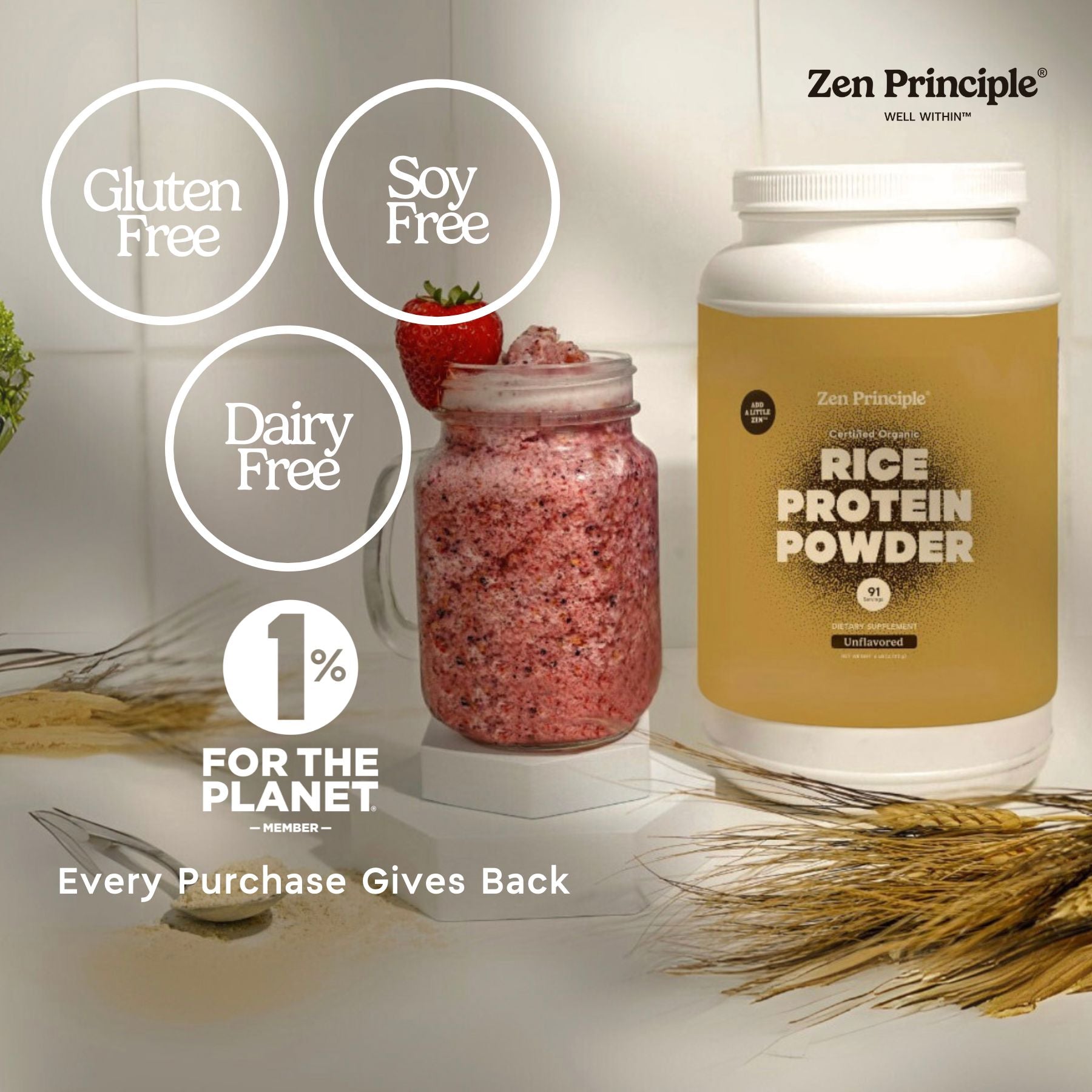 Organic Brown Rice Protein Powder Zen Principle Naturals
