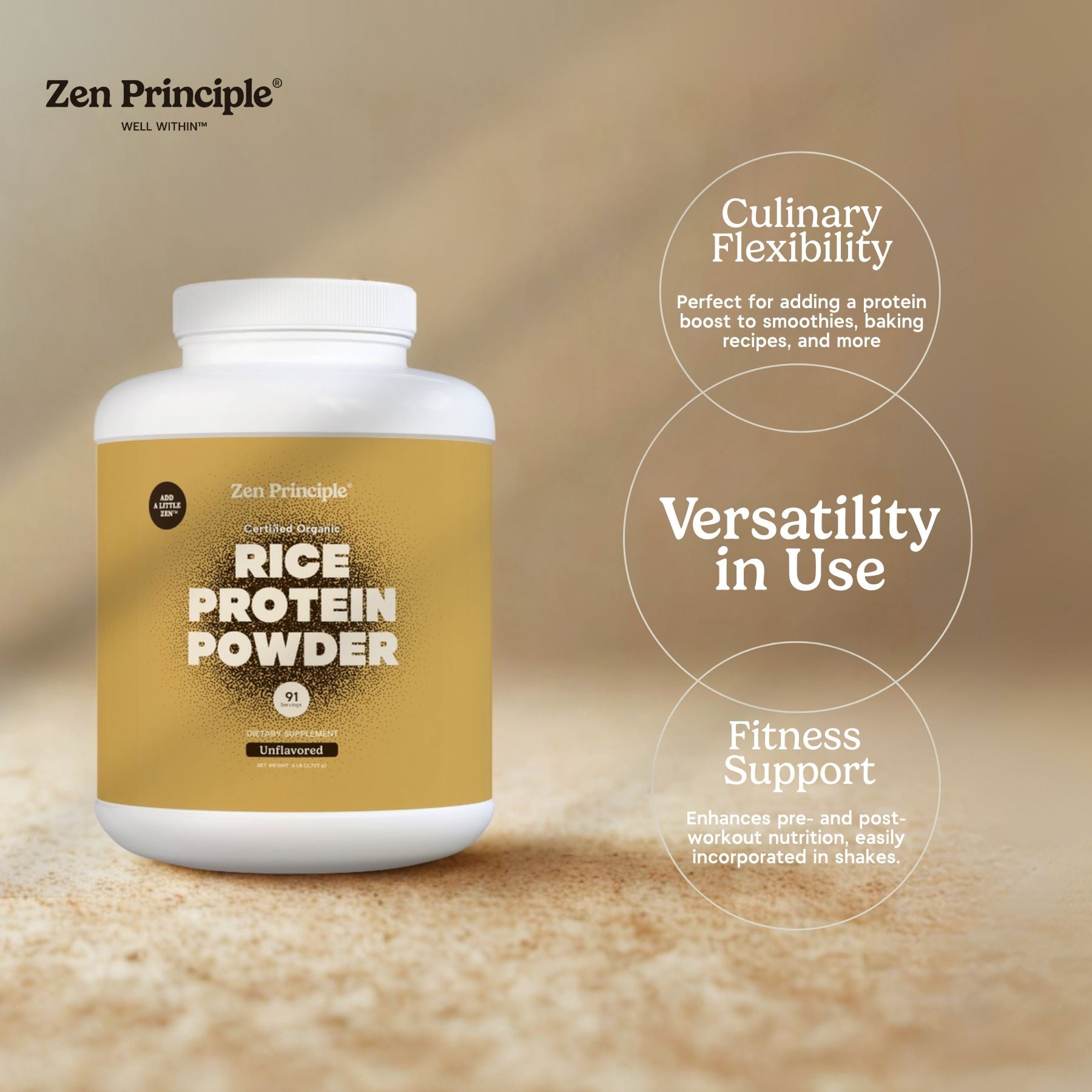 Organic Brown Rice Protein Powder Zen Principle Naturals