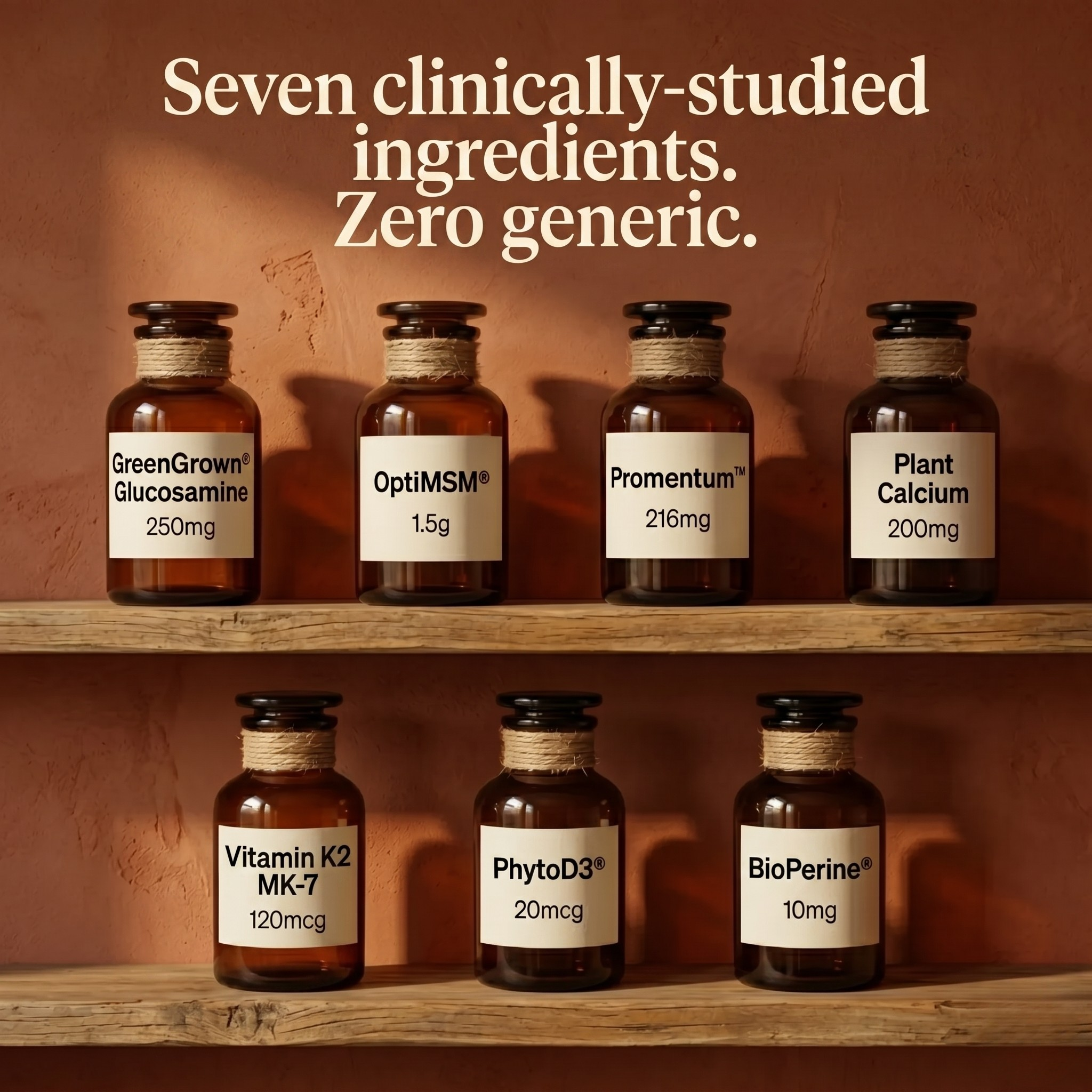 Seven clinically-studied ingredients, zero generic