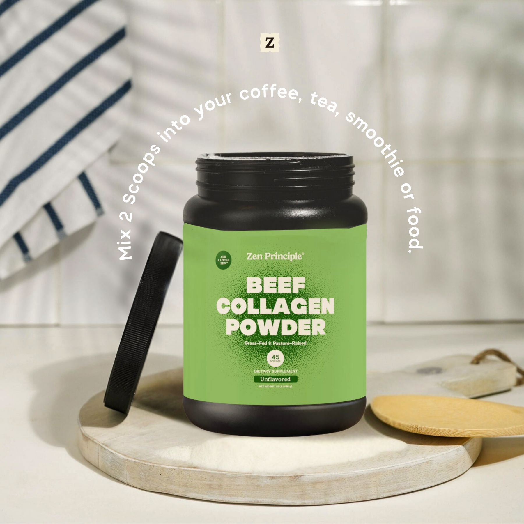 Beef Collagen Peptides Powder Zen Principle Naturals 