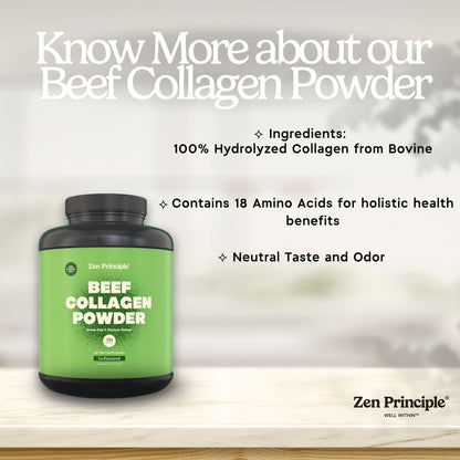 Beef Collagen Peptides Powder Zen Principle Naturals 