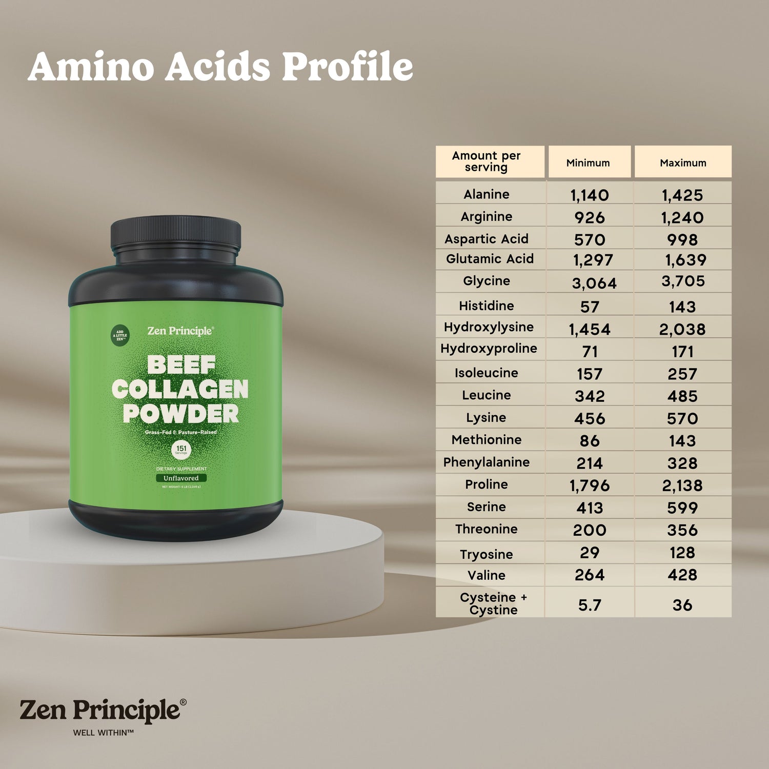 Beef Collagen Peptides Powder Zen Principle Naturals 