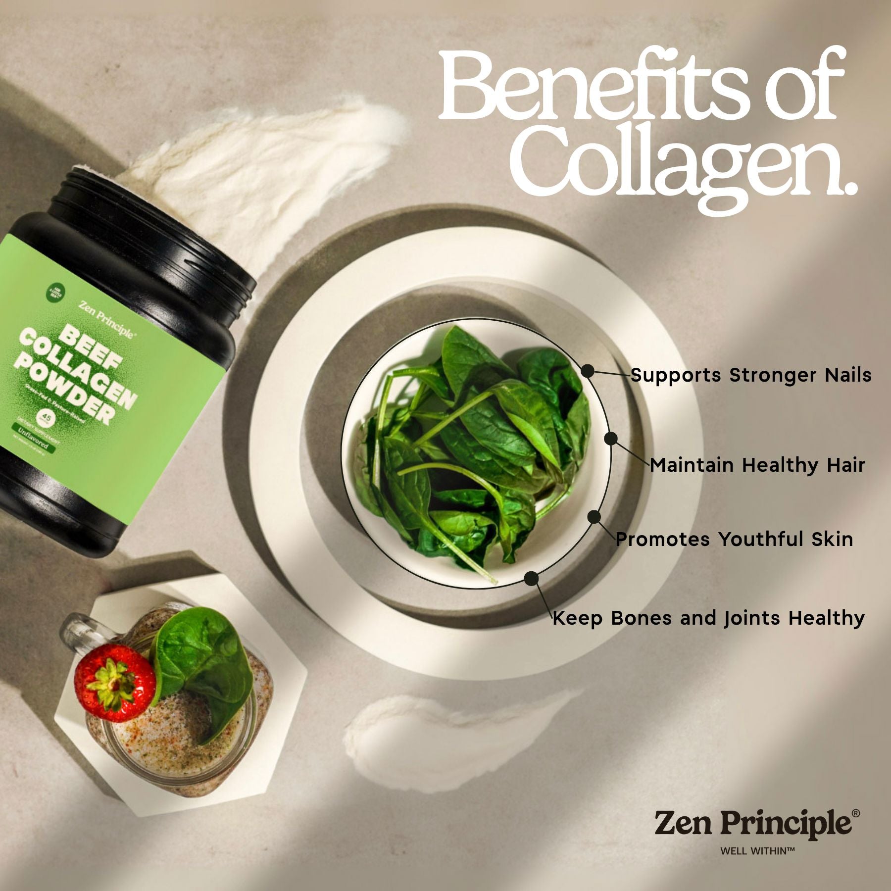 Beef Collagen Peptides Powder Zen Principle Naturals 