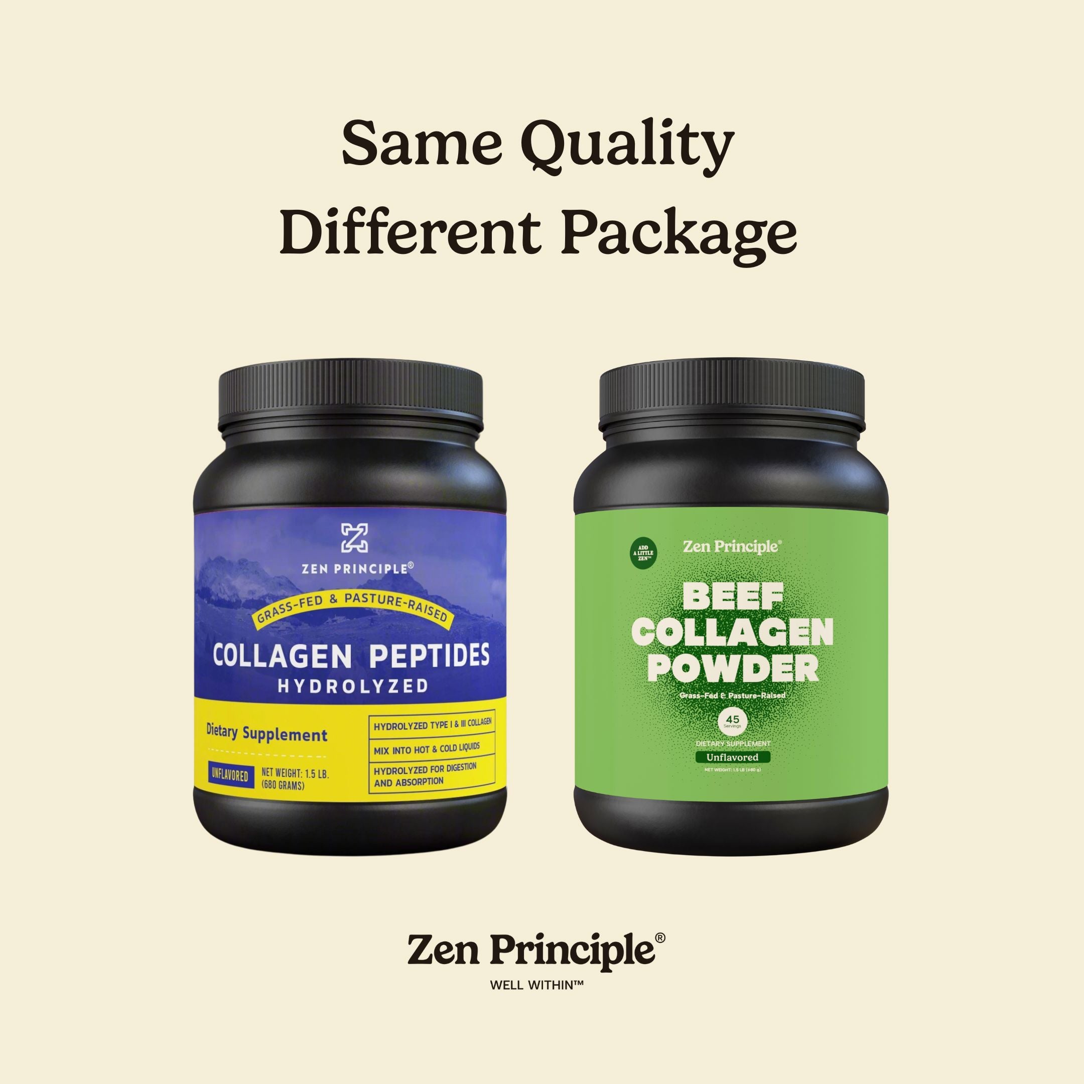 Beef Collagen Peptides Powder Zen Principle Naturals 
