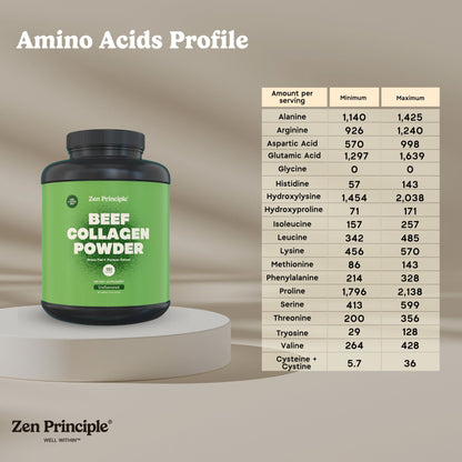 Beef Collagen Peptides Powder Zen Principle Naturals 