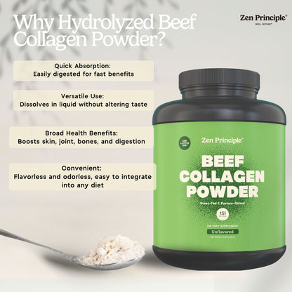 Beef Collagen Peptides Powder Zen Principle Naturals 