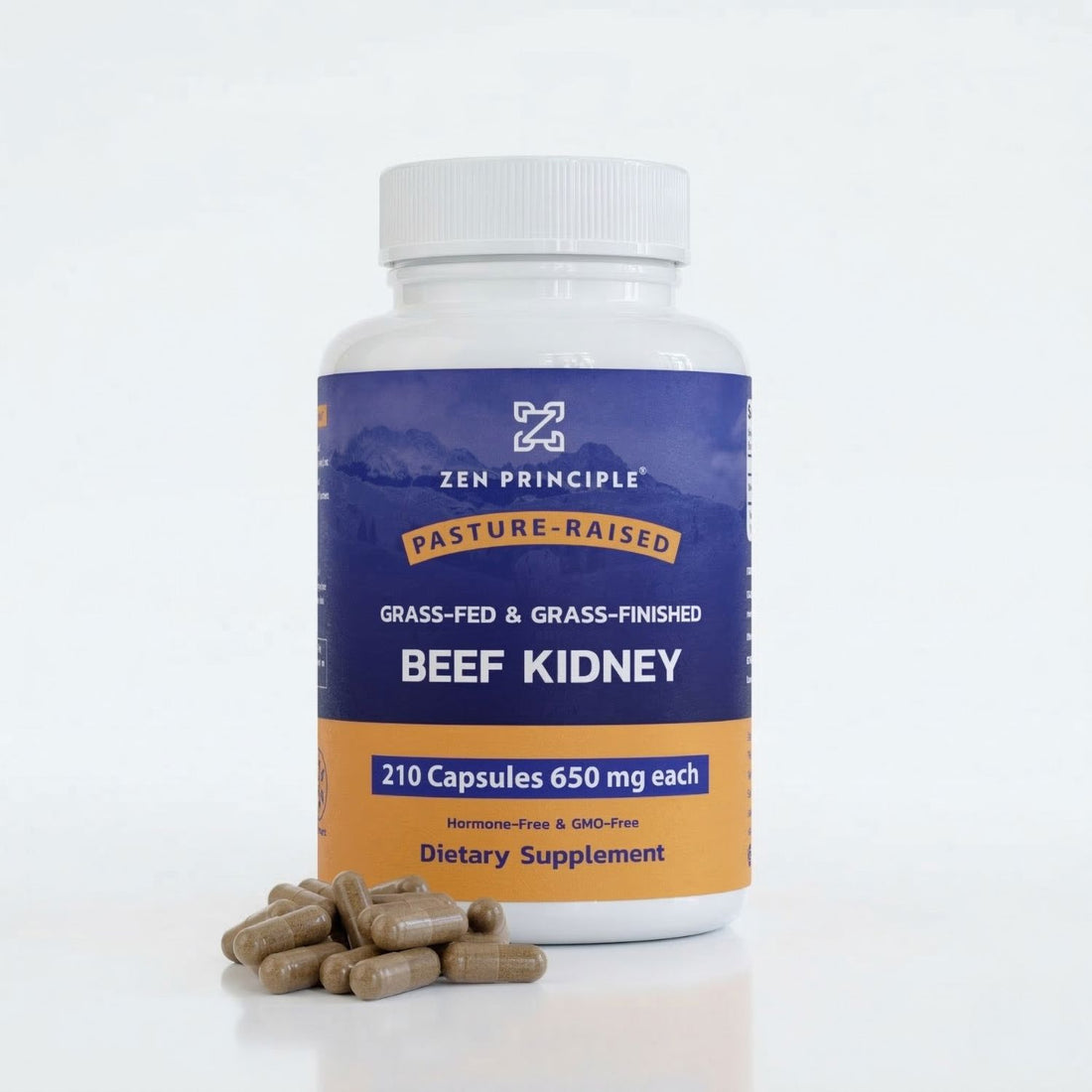 Beef Kidney Capsules Zen Principle Naturals 1-Bottle 
