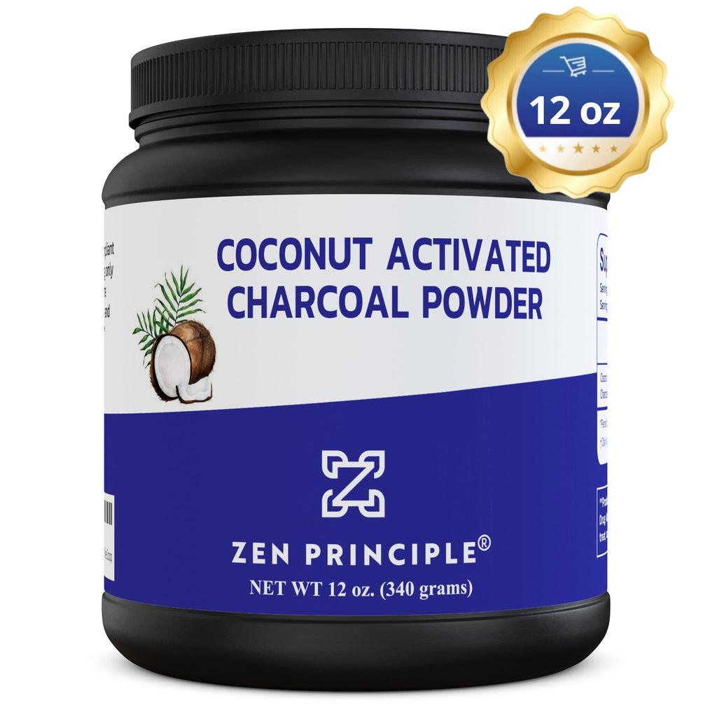 Coconut Activated Charcoal Powder Zen Principle Naturals 12 oz 