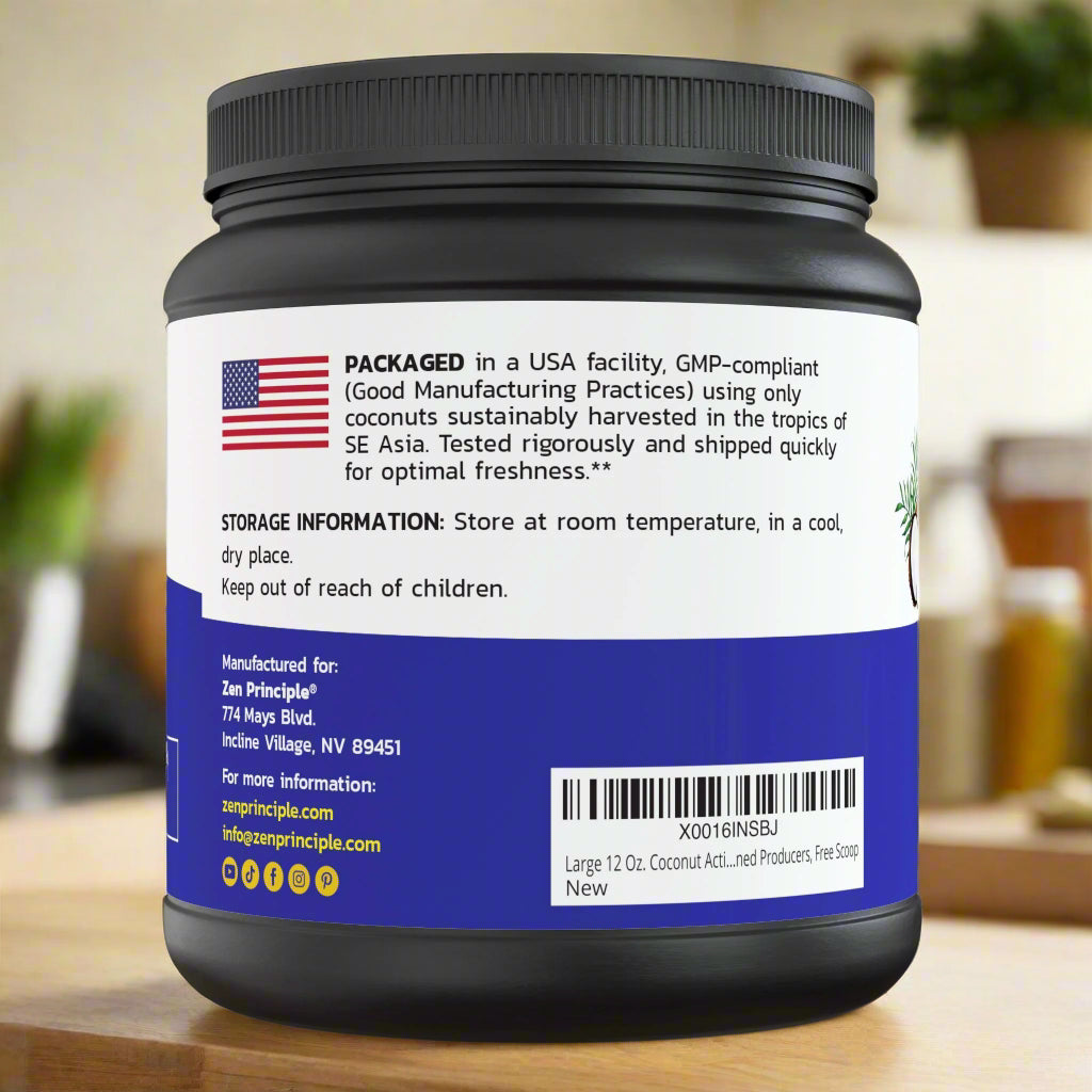 Coconut Activated Charcoal Powder Zen Principle Naturals 