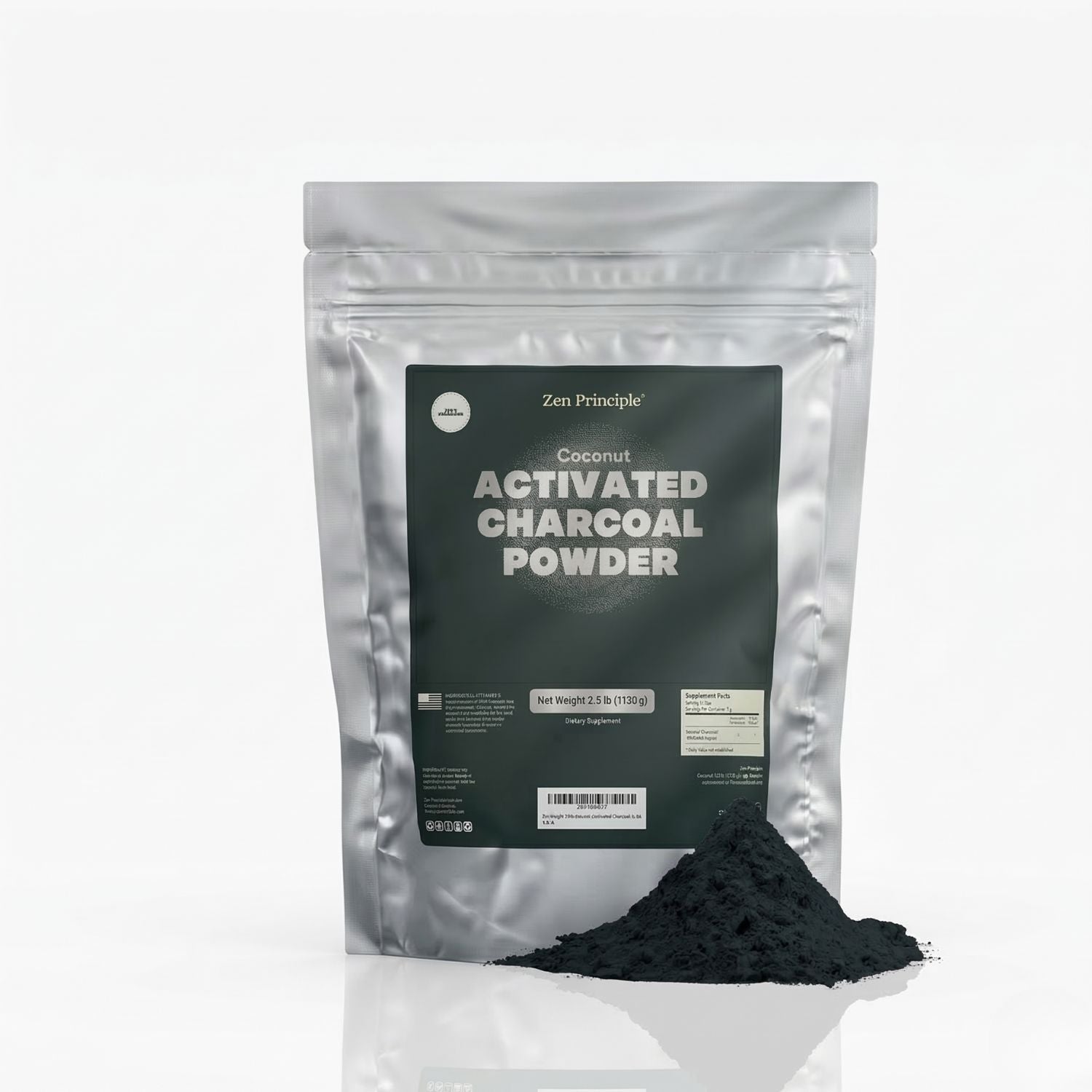 Coconut Activated Charcoal Powder Zen Principle Naturals 