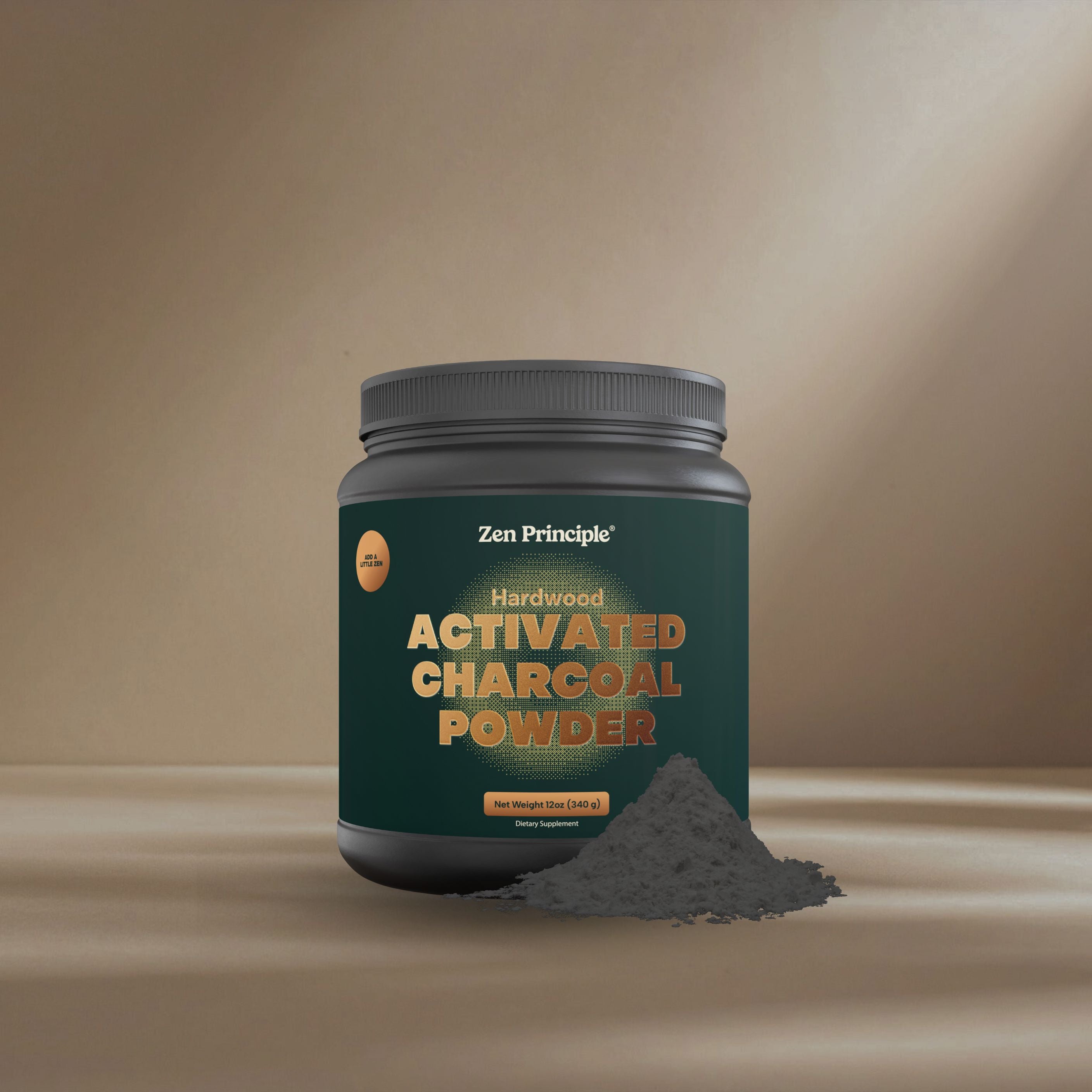 Hardwood Activated Charcoal Powder Zen Principle Naturals 12 oz 