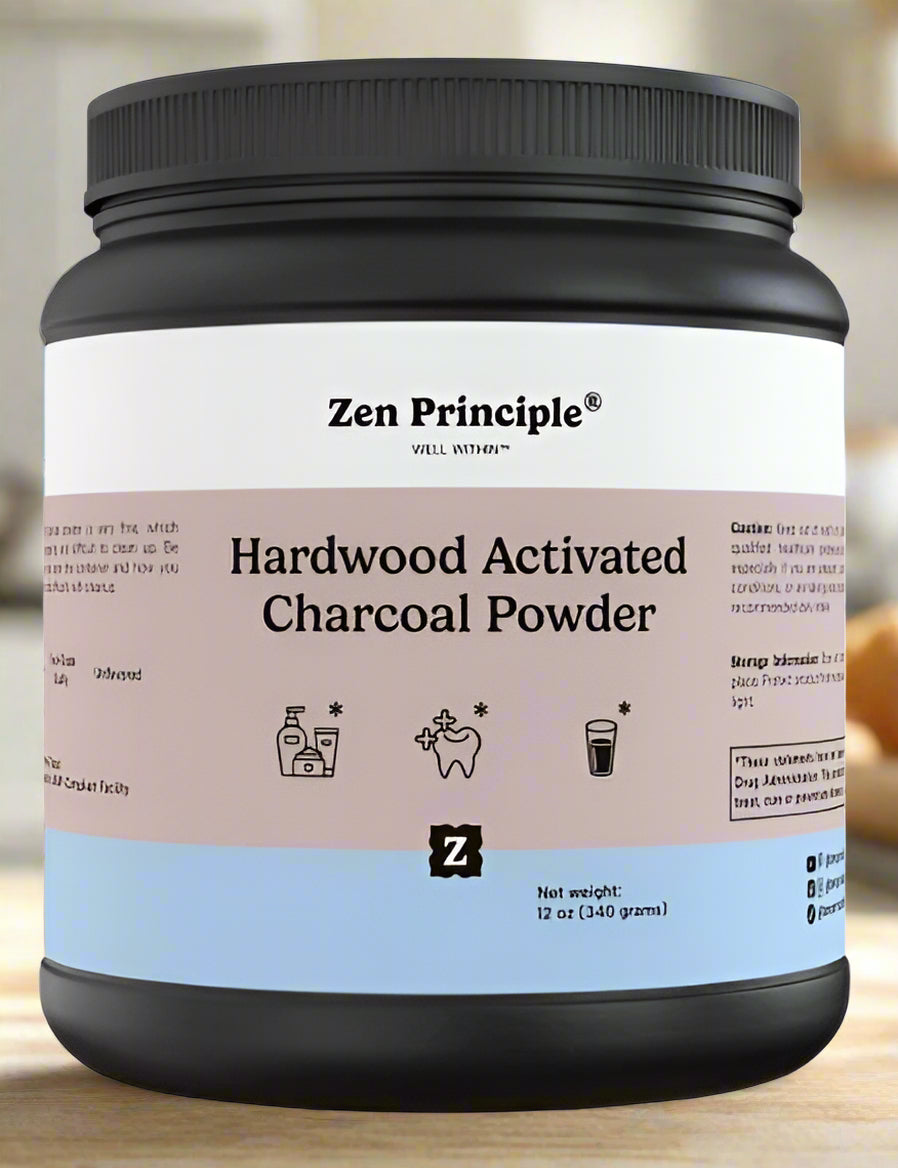 Hardwood Activated Charcoal Powder Zen Principle Naturals 12 oz 
