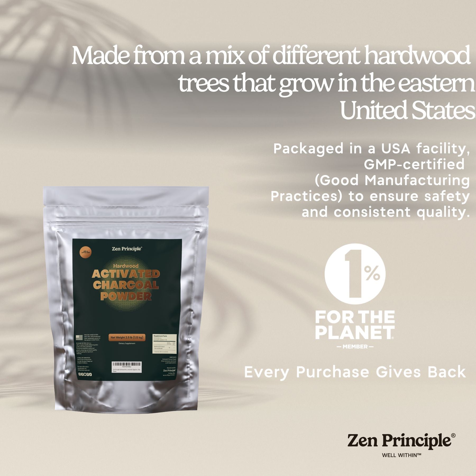 Hardwood Activated Charcoal Powder Zen Principle Naturals 