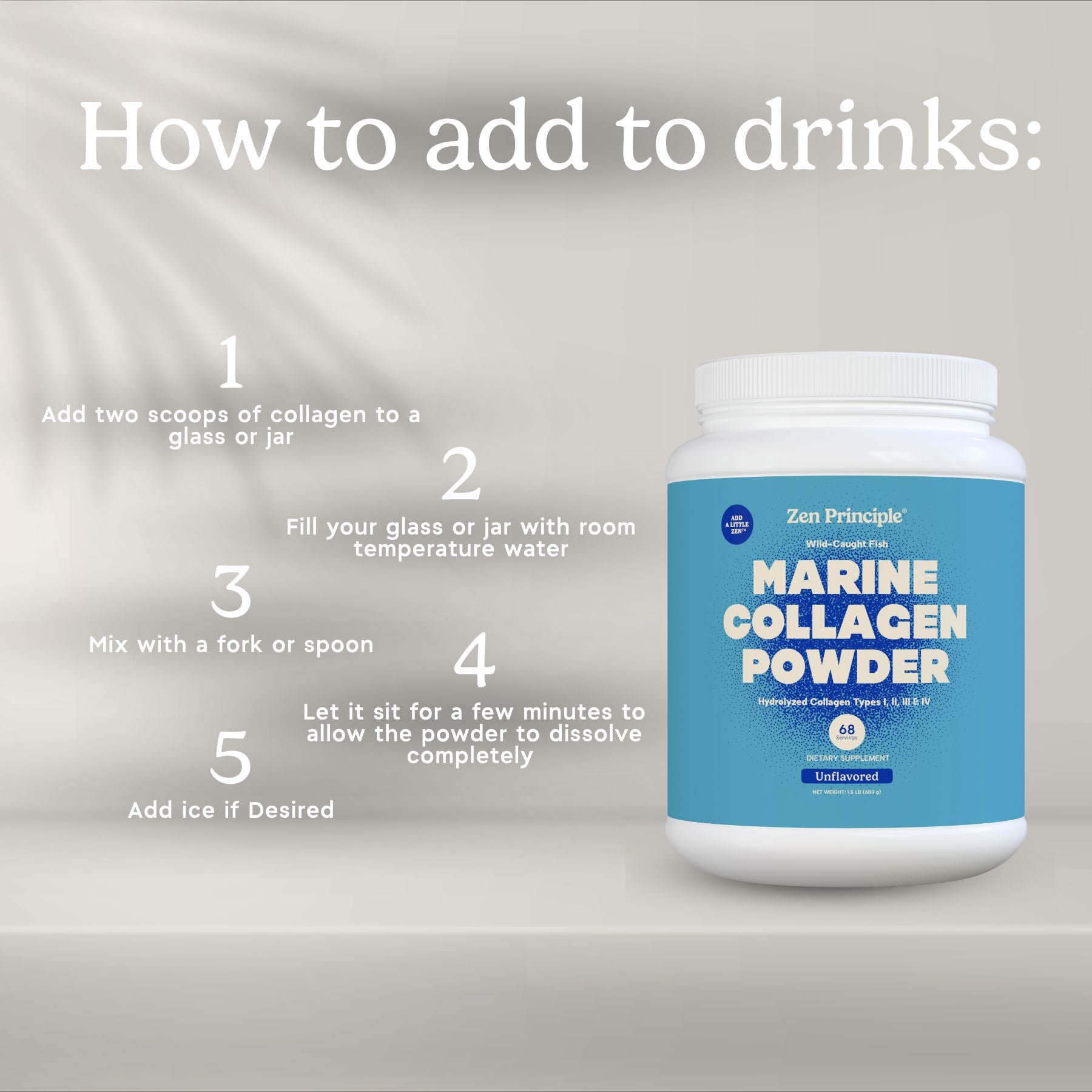 Marine Collagen Peptides Powder Zen Principle Naturals 