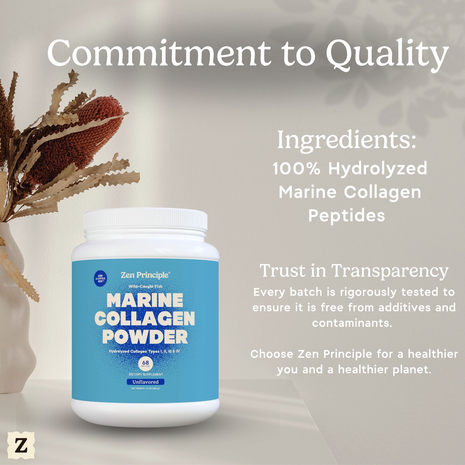Marine Collagen Peptides Powder Zen Principle Naturals 