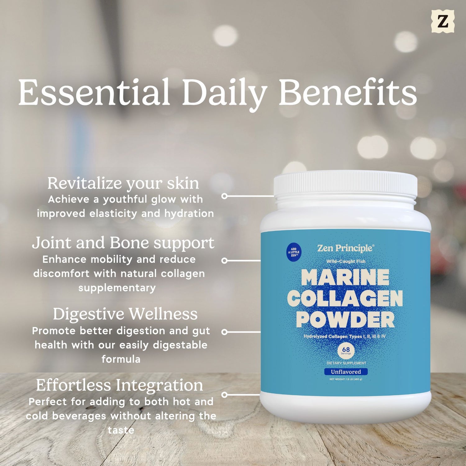 Marine Collagen Peptides Powder Zen Principle Naturals 