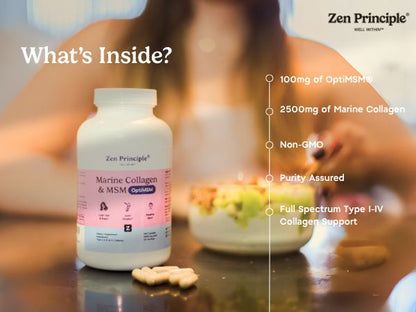 Marine Collagen with OptiMSM® - Capsules Zen Principle Naturals 