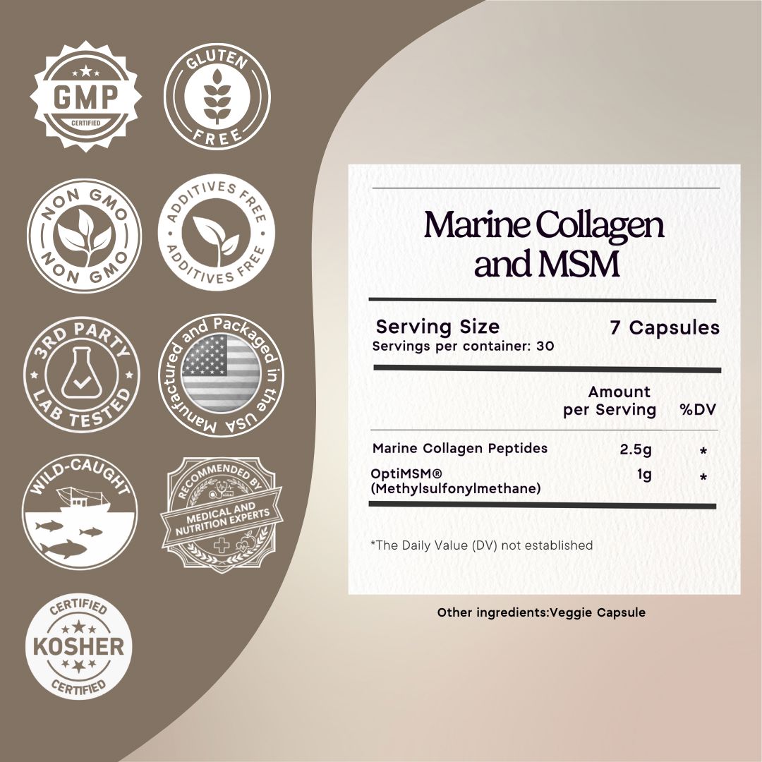 Marine Collagen with OptiMSM® - Capsules Zen Principle Naturals 