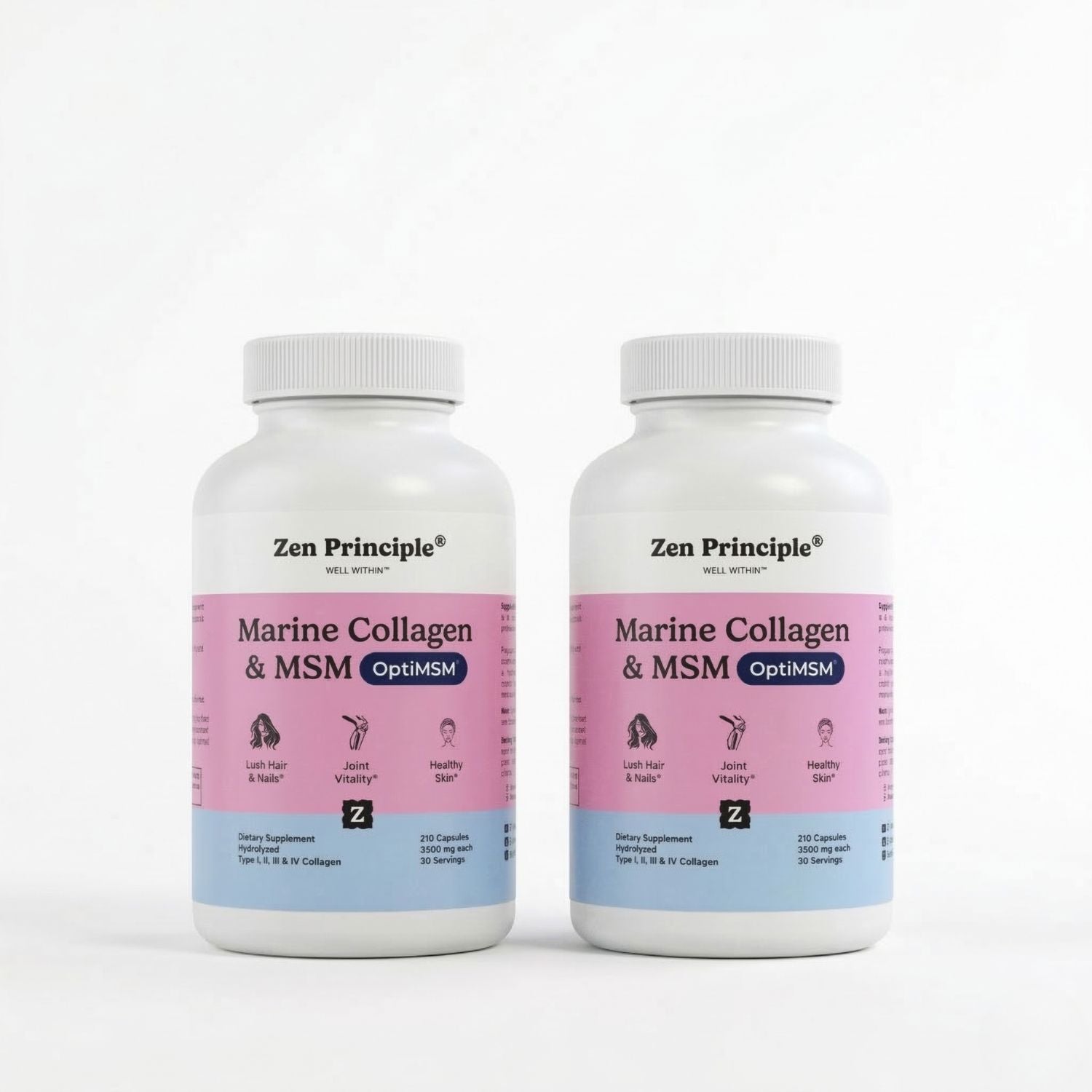 Marine Collagen with OptiMSM® - Capsules Zen Principle Naturals 2 Bottles 