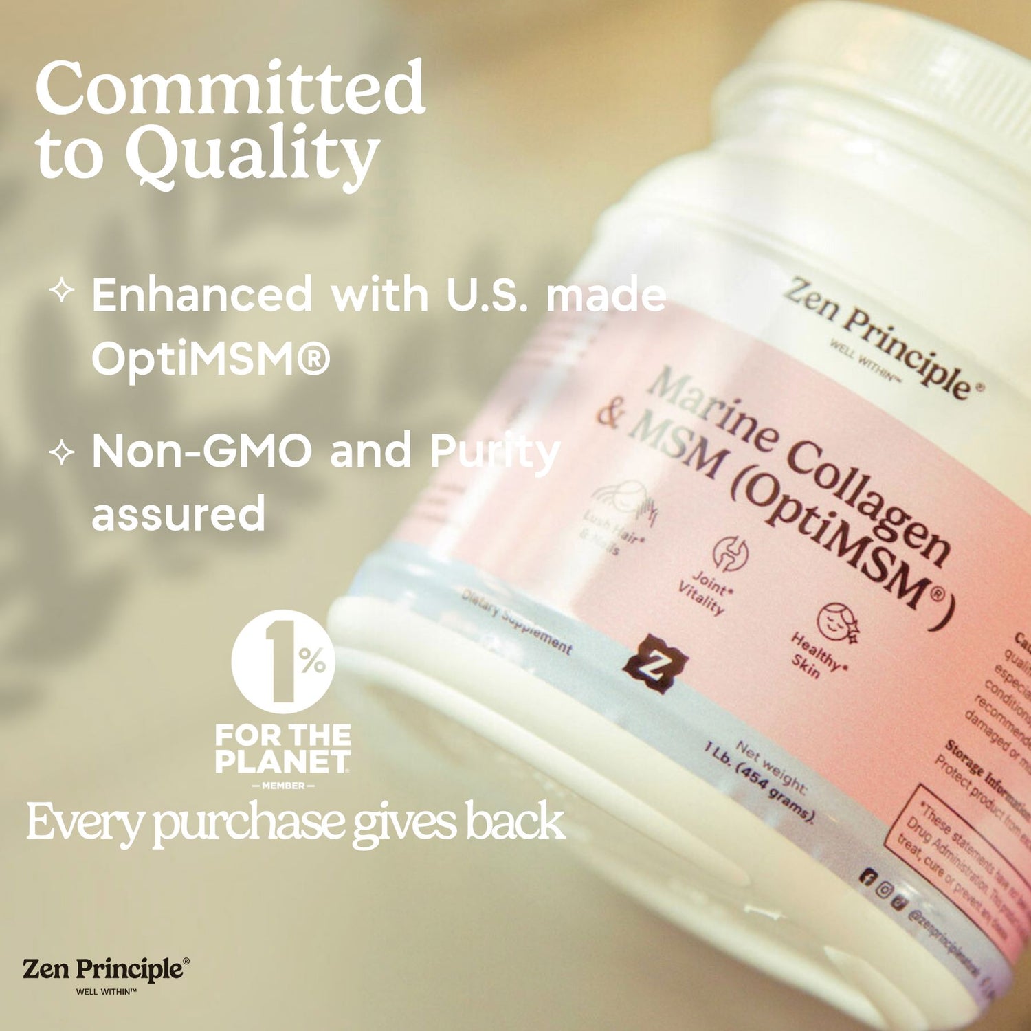Marine Collagen with OptiMSM® - Powder Zen Principle Naturals 