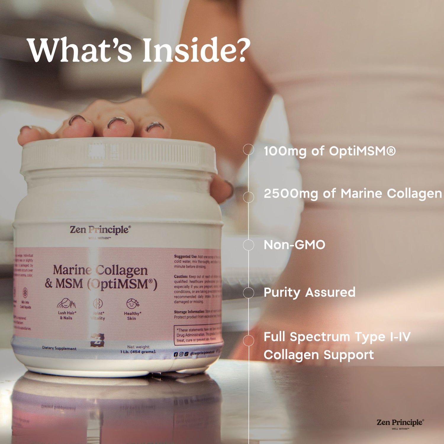 Marine Collagen with OptiMSM® - Powder Zen Principle Naturals 