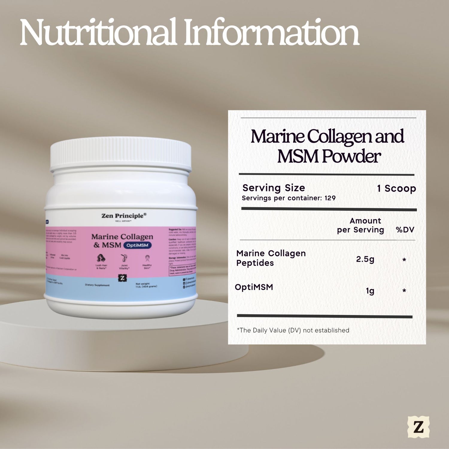 Marine Collagen with OptiMSM® - Powder Zen Principle Naturals 