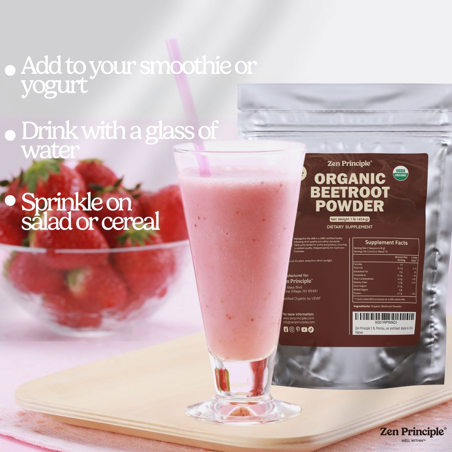 Organic Beetroot Powder Zen Principle Naturals 