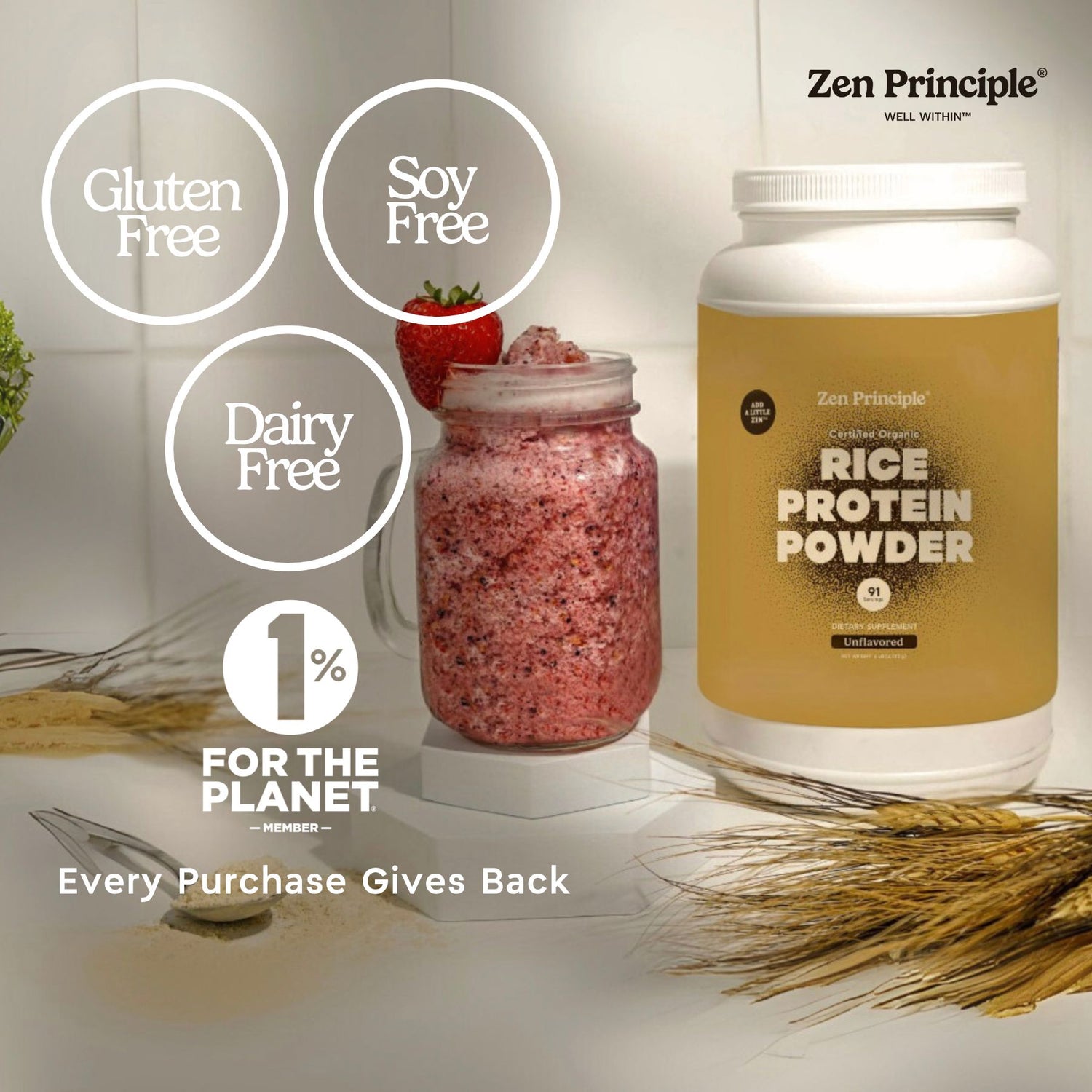 Organic Brown Rice Protein Powder Zen Principle Naturals 