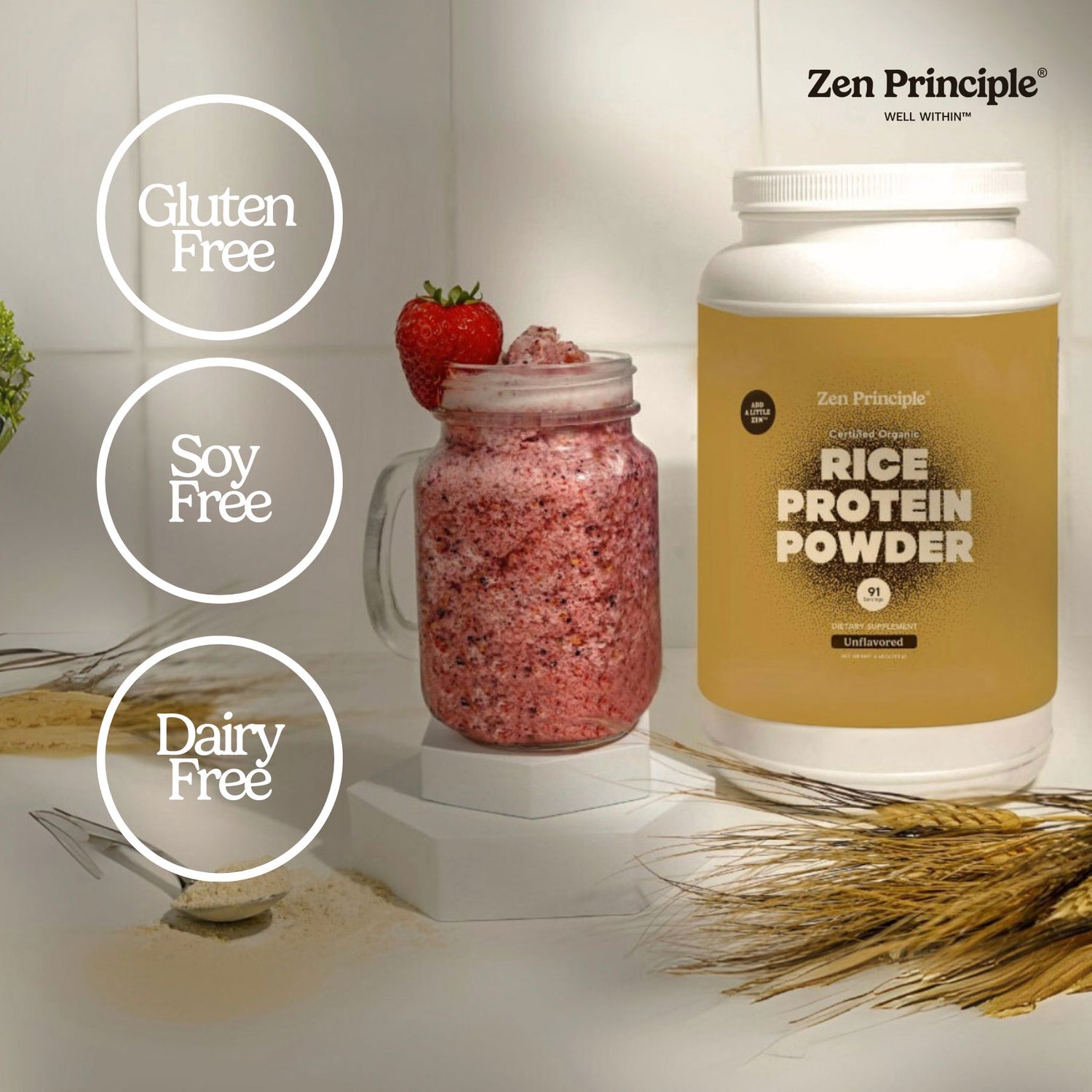 Organic Brown Rice Protein Powder Zen Principle Naturals 