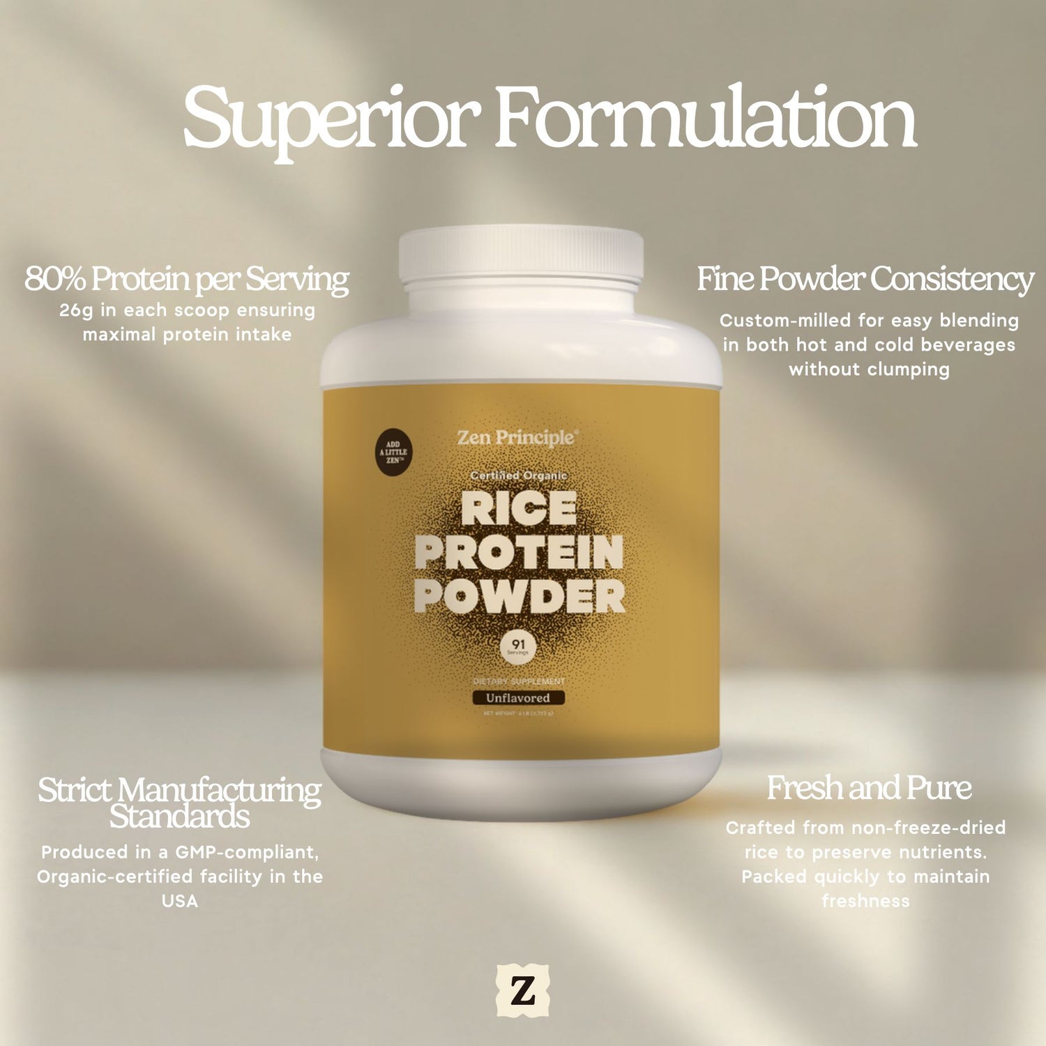 Organic Brown Rice Protein Powder Zen Principle Naturals 