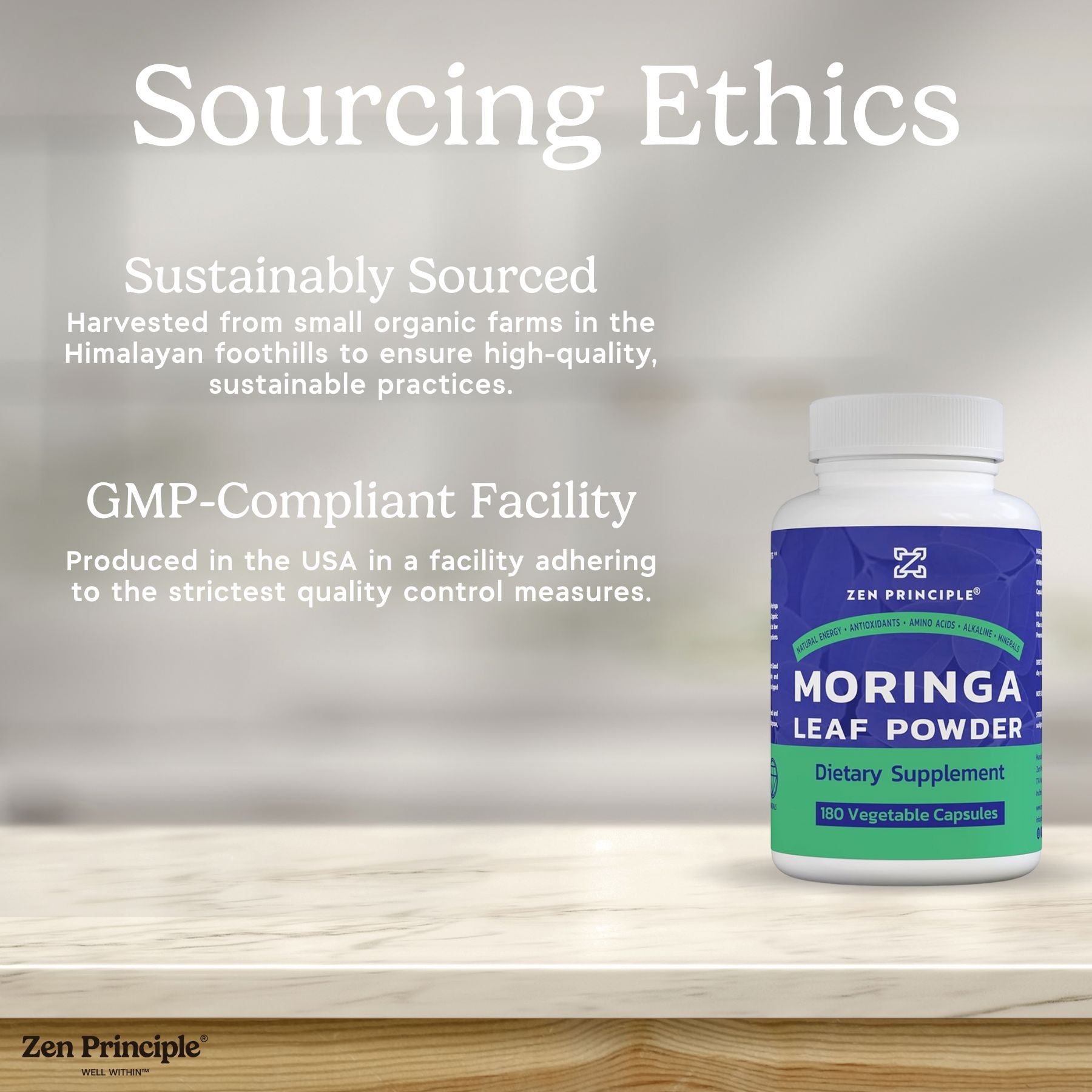 Organic Moringa Capsules Zen Principle Naturals 