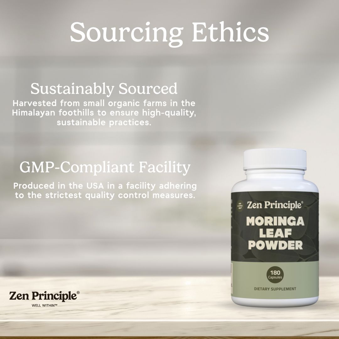 Organic Moringa Capsules Zen Principle Naturals 
